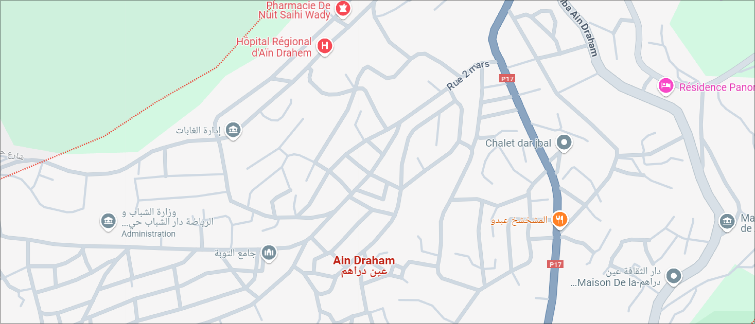 Map of the Aïn Drahem region